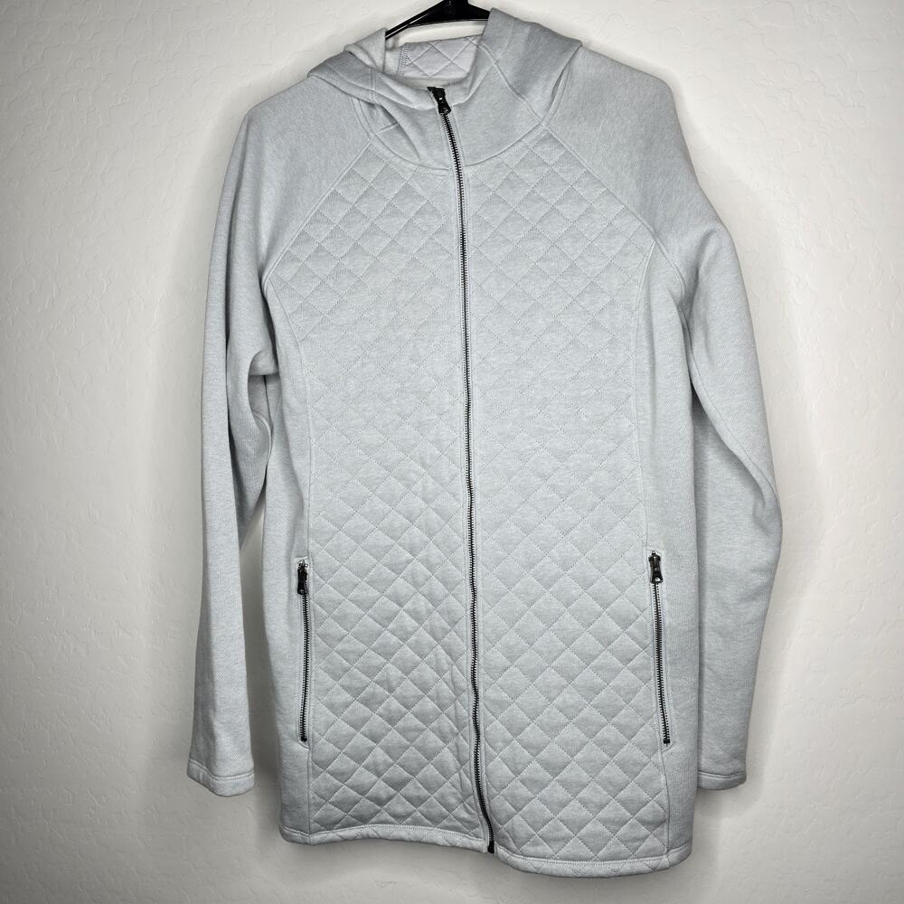 Columbia Sportswear Womens XL Quilted Full Zip Hooded Jacket Gray Pockets